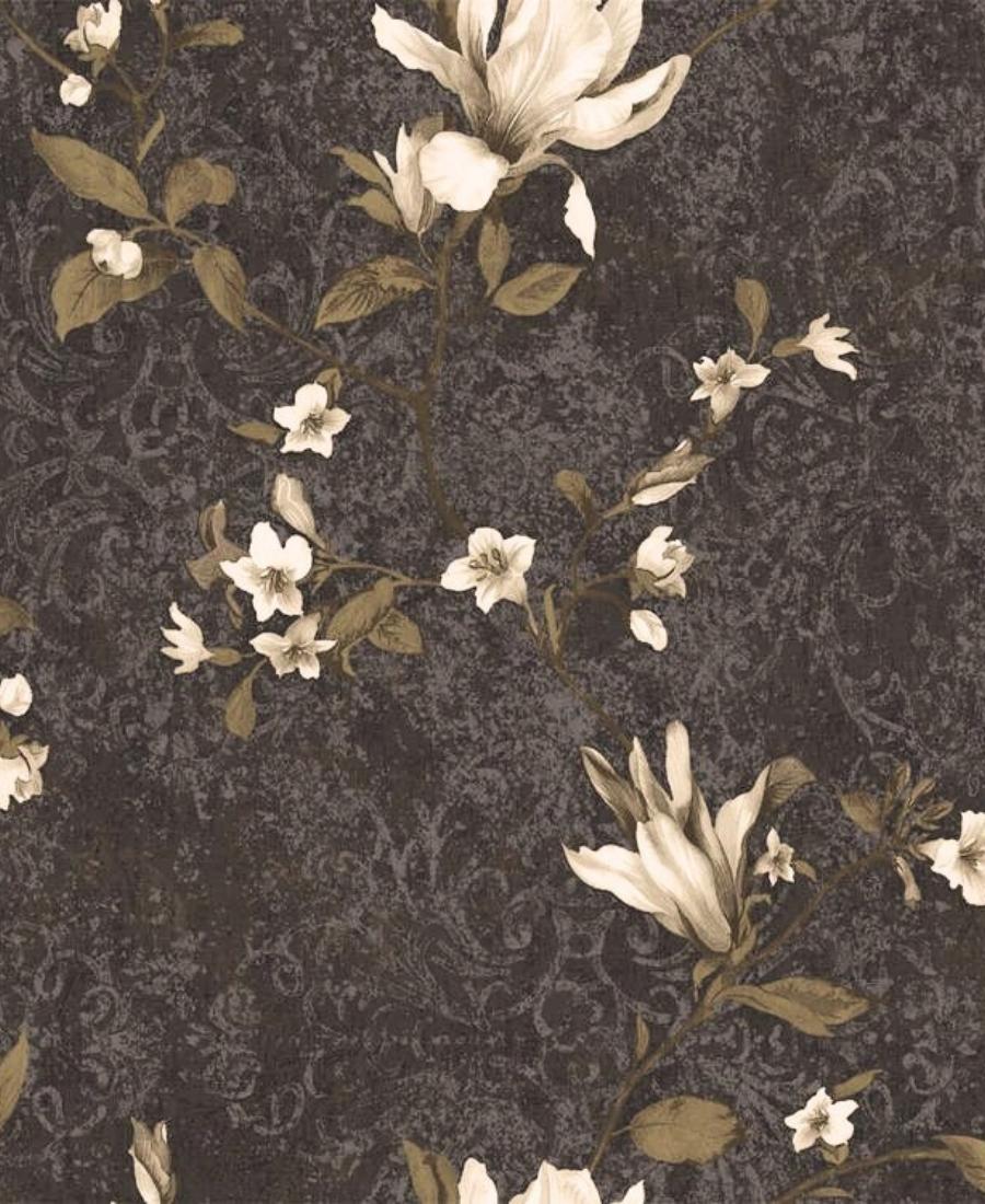 Excel Floral Design Black Color Wallpaper Roll for Covering Living Room, Bedroom Walls 57 Sqft