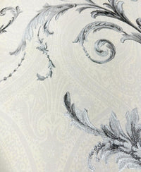 Excel White & Silver Damask Design Wallpaper Roll for Covering Living Room, Bedroom Walls 57 Sqft