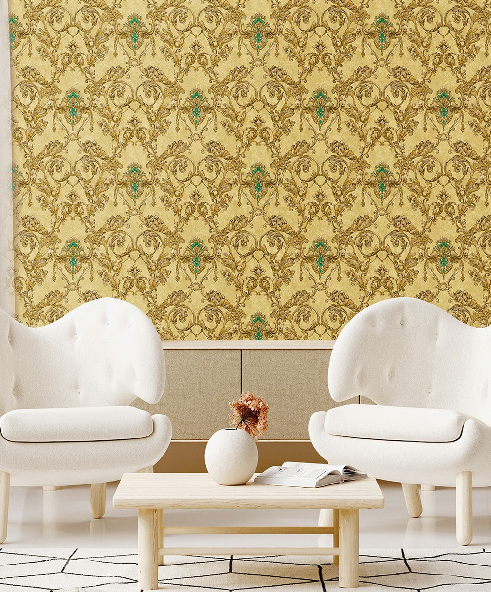 Damask Sparkle Gold 3d Wallpaper