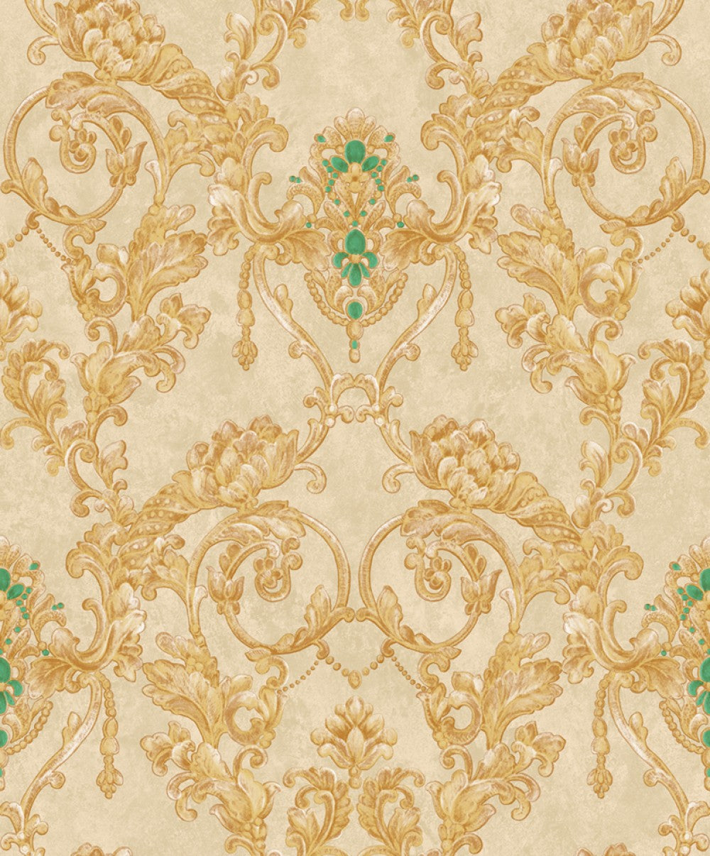 Damask Sparkle light Gold 3d Wallpaper