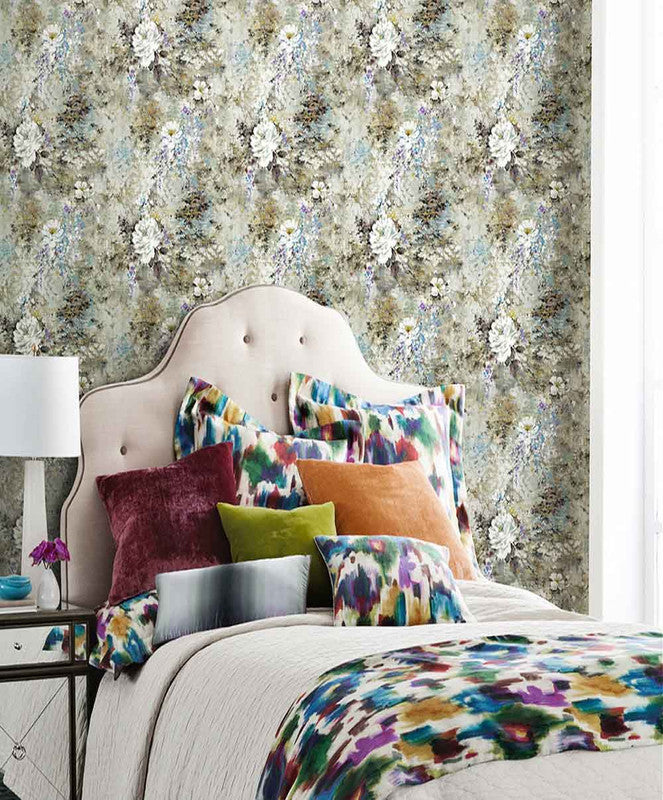 Beautiful Pin Mix Gray Texture Floral Design Wallpaper