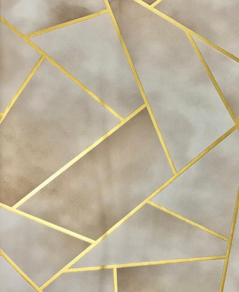 Beige Gray mix golden stipe Modern Wallpaper FE3043