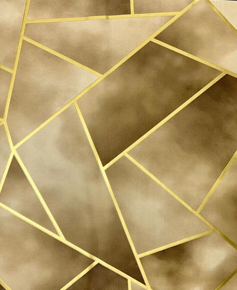 Beige & golden stripe modern Geometric Design Wallpaper FE3044