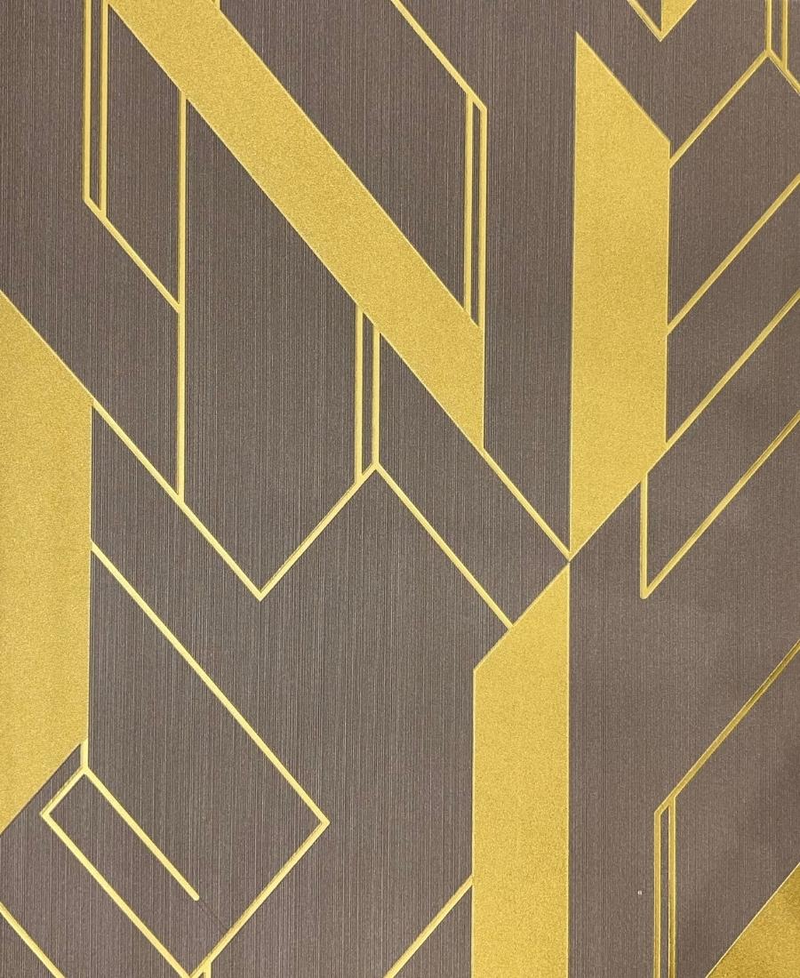 Brown Goden Mix Geometric Pattern Wallpaper FE3074