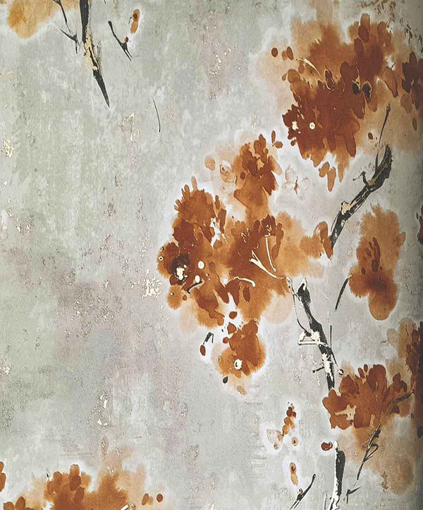 Calvas Floral Art Beige Brown Them Wallpaper for Wall Decor