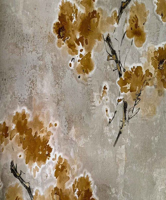 Canvas Floral Beige Premium Wallpaper
