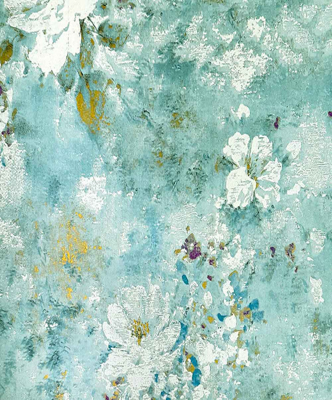 Canvas Floral Green Foil Wallpaper for Wall