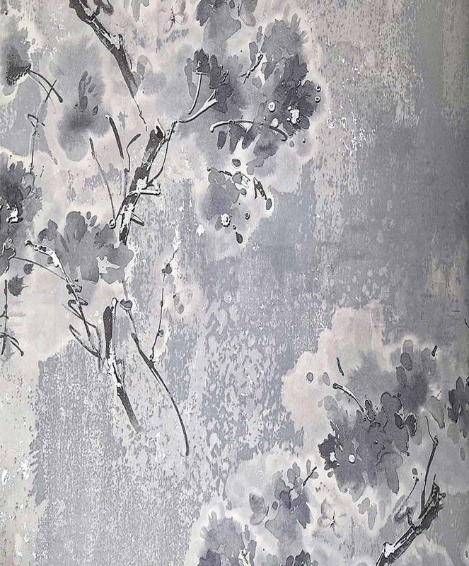 Canvas Moden art Gray Floral Pattern Wallpaper