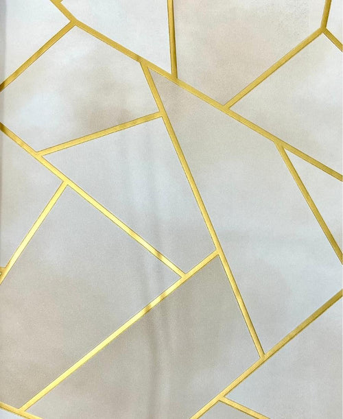 Cream & Beige golden stripe Geometric Design Wallpaper FE3042