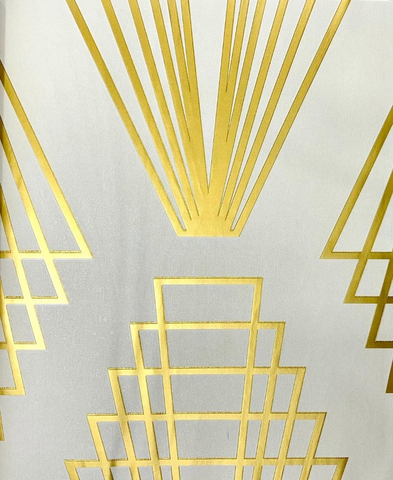 Cream color golden stripe Geometric Design Wallpaper FE3053