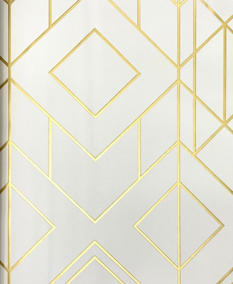 Cyan blue golden stripe geometric design wallpaper FE3032