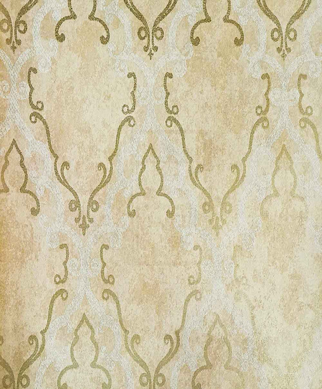 Damask Golden Foil Beige Wallpaper