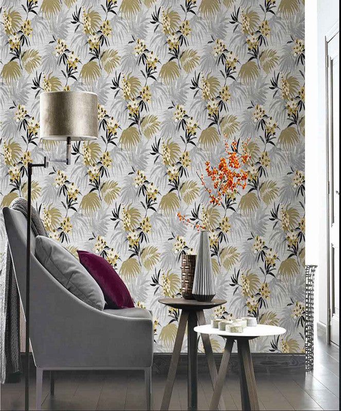 Floral Beige & Mix Color Lisbon Wall Paper for 57 Sq.ft Roll for Wall Decor