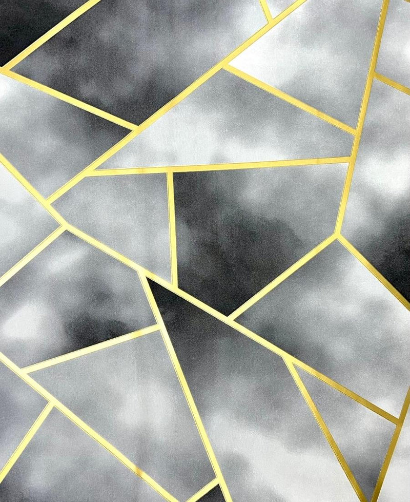 Geometric design gray Color golden stripe Wallpaper FE3045