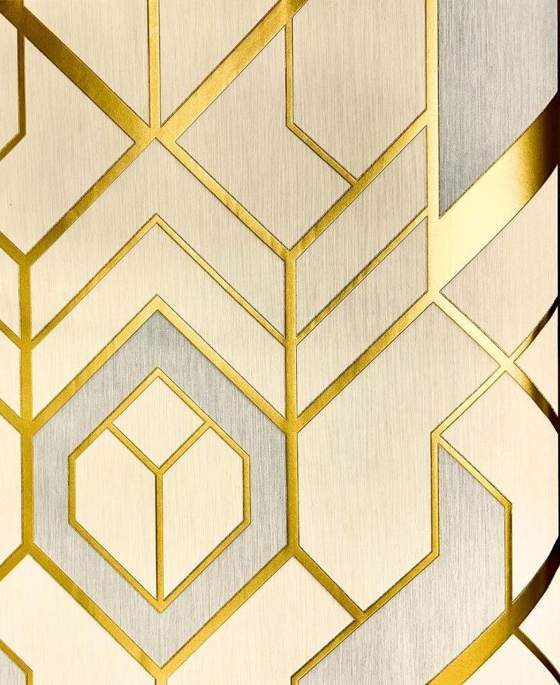 Golden 3d Design Beige Colour Wallpaper FE3081