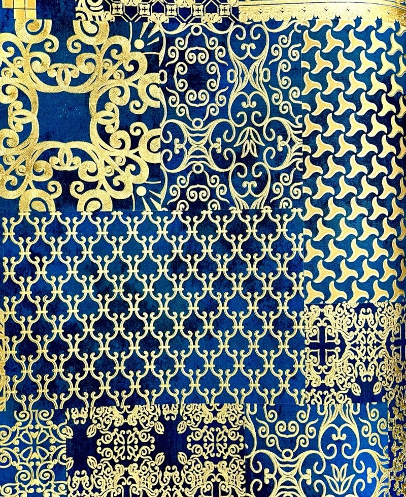 Golden Texture Blue Colour Wallpaper FE3121