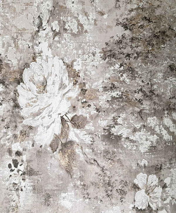 Gray Floral Canvas Design Wallpaper