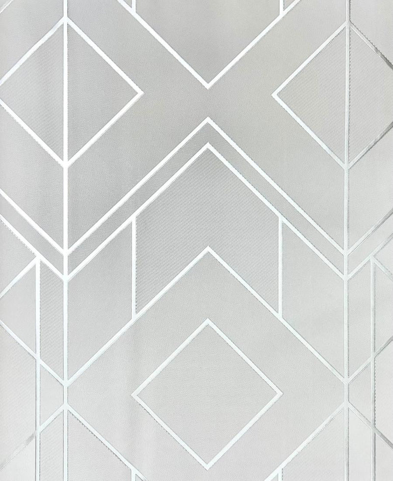 Gray Silver Stripe Geometric Design Wallpaper FE3034