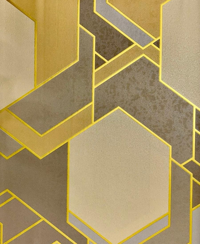 Hexagon Golden Beige Colour Wallpaper for wall FE3112