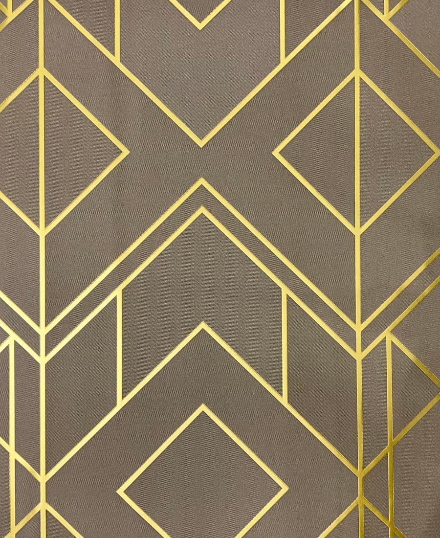 Tan Brown color golden Stripe Geometric Design Wallpaper FE3035